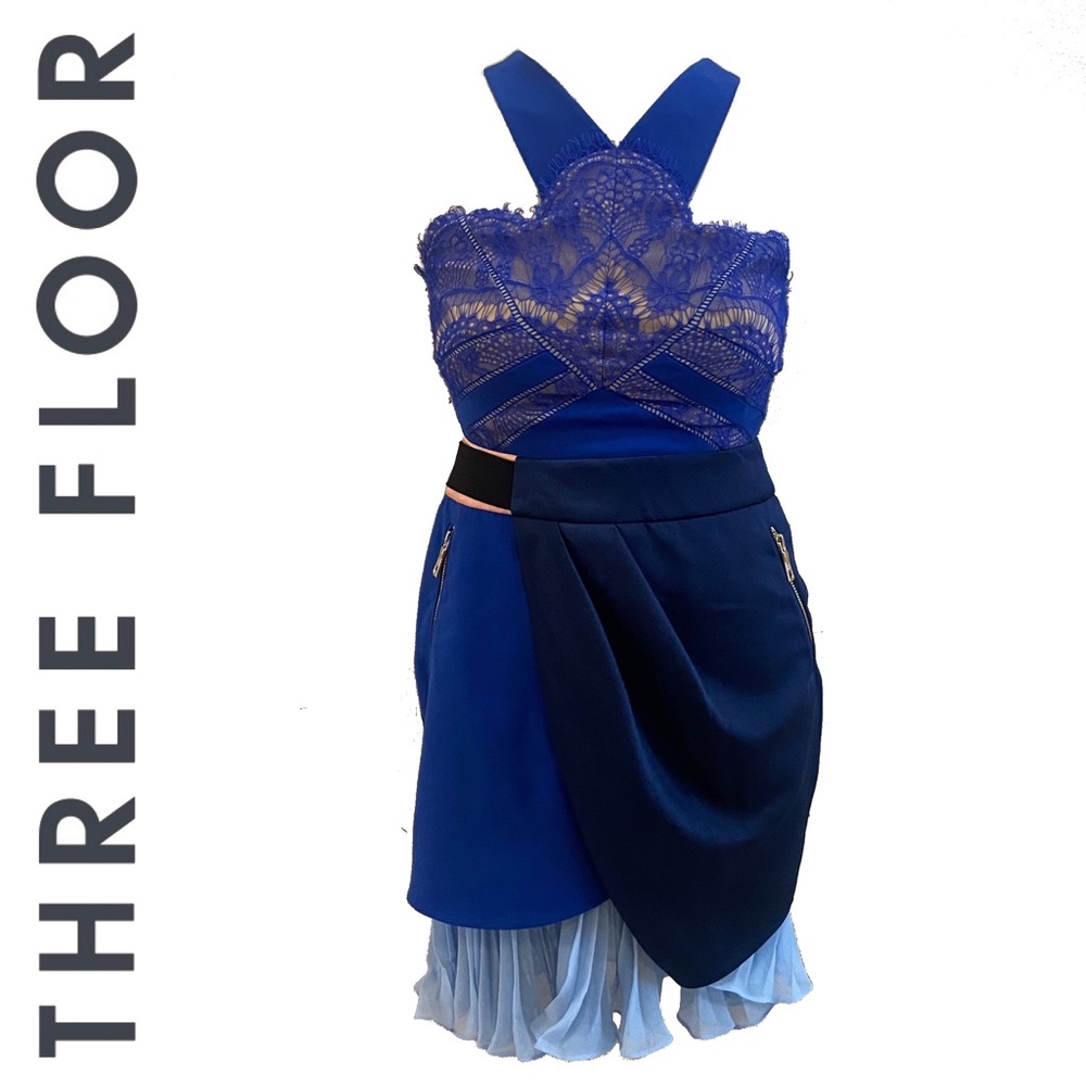 THREE FLOOR blue lace criss cross dress